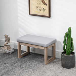 Fussbank Polsterhocker Holzbeine Grau