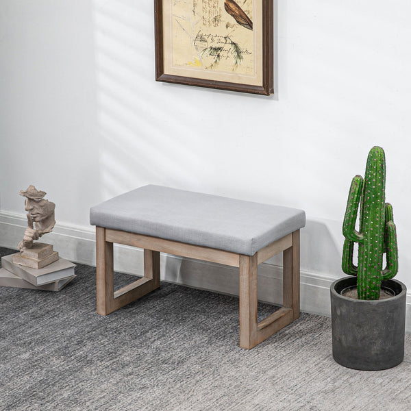 Fussbank Polsterhocker Holzbeine Grau