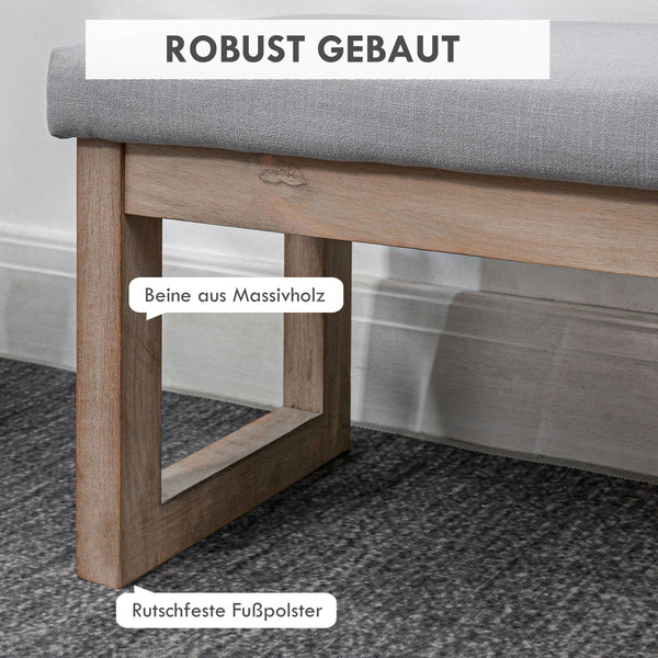 Fussbank Polsterhocker Holzbeine Grau