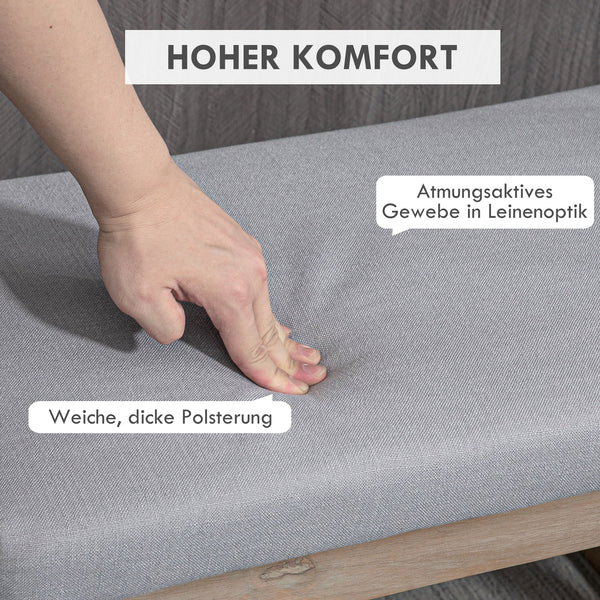 Fussbank Polsterhocker Holzbeine Grau