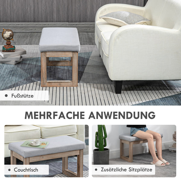 Fussbank Polsterhocker Holzbeine Grau