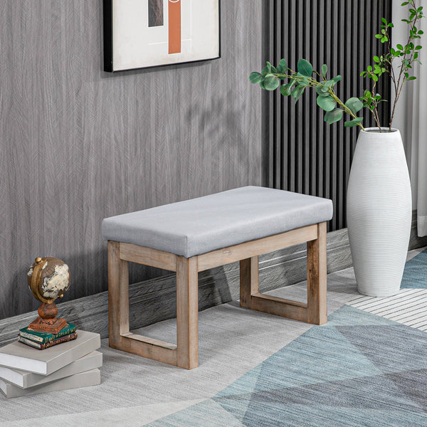 Fussbank Polsterhocker Holzbeine Grau