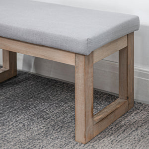 Fussbank Polsterhocker Holzbeine Grau