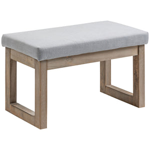 Fussbank Polsterhocker Holzbeine Grau