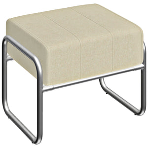 Fusshocker gepolstert mit Chenille Stoff und Stahlbeinen beige