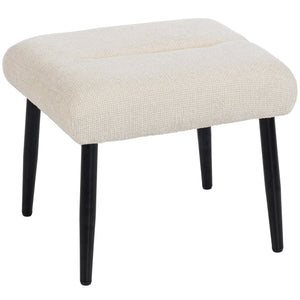 Sitzhocker Fusshocker mit Chenille Sitzkissen cremeweiss