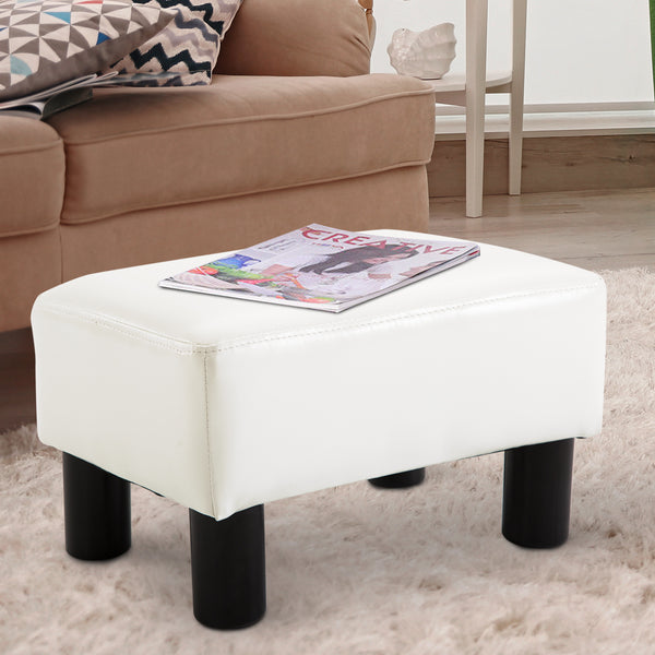Fusshocker Chesterfield 40x30x24cm Kunstleder Weiss