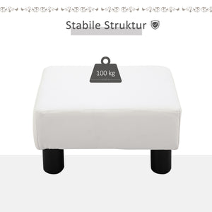 Fusshocker Chesterfield 40x30x24cm Kunstleder Weiss