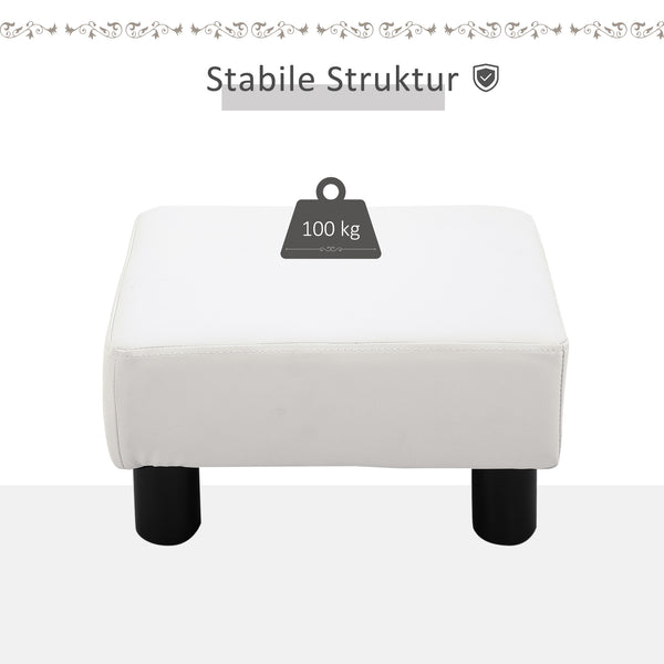 Fusshocker Chesterfield 40x30x24cm Kunstleder Weiss