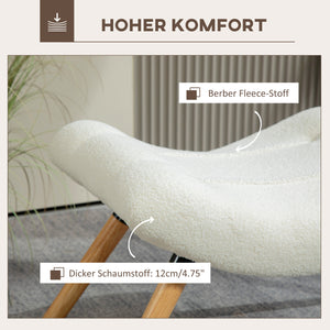 Fusshocker gepolstert mit Fleece und Holzbeinen cremeweiss