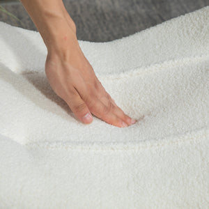 Fusshocker gepolstert mit Fleece und Holzbeinen cremeweiss