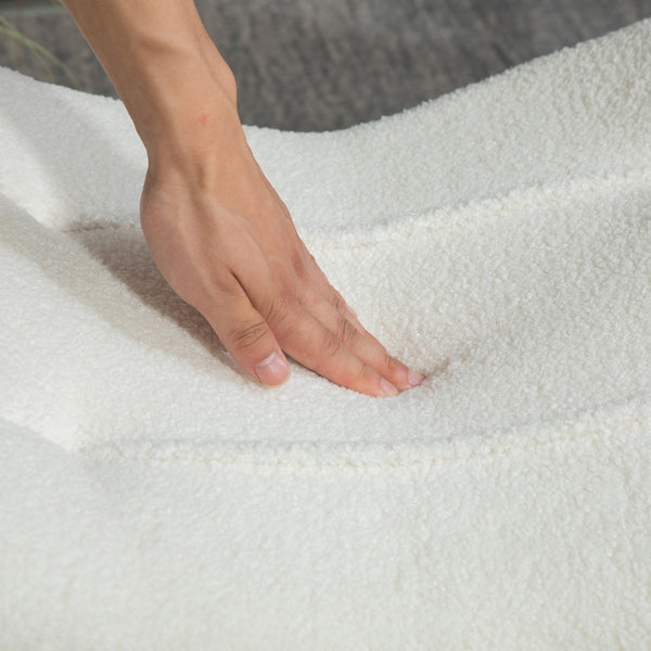 Fusshocker gepolstert mit Fleece und Holzbeinen cremeweiss