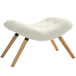 Fusshocker gepolstert mit Fleece und Holzbeinen cremeweiss