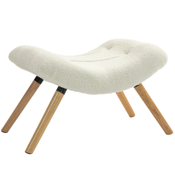 Fusshocker gepolstert mit Fleece und Holzbeinen cremeweiss