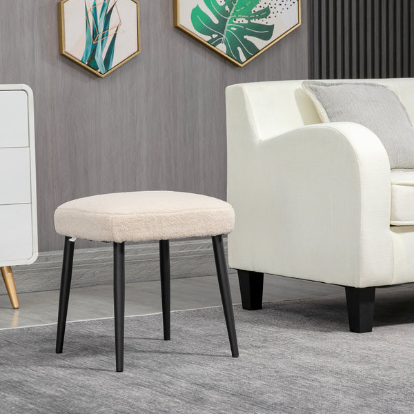 Fusshocker quadratisch Kaschmir-Optik Beige
