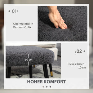 Fusshocker quadratisch Kaschmir-Optik Stahlbeine Dunkelgrau