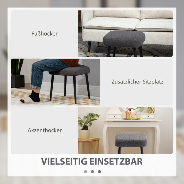 Fusshocker quadratisch Kaschmir-Optik Stahlbeine Dunkelgrau
