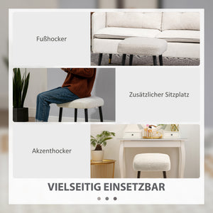 Fusshocker quadratisch Kaschmir-Optik Stahlbeine Hellgrau