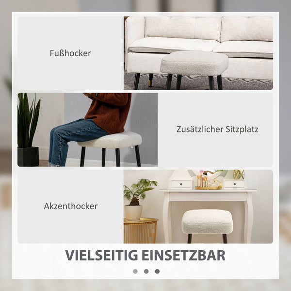 Fusshocker quadratisch Kaschmir-Optik Stahlbeine Hellgrau