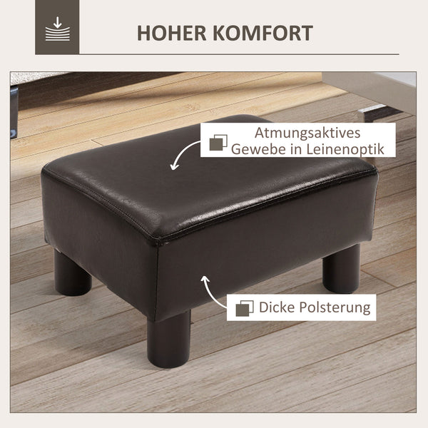 Fusshocker rechteckig bis 100kg Kunstleder Braun