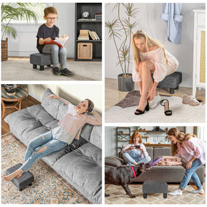 Fusshocker Sitzhocker mit Stoffbezug für Wohnzimmer grau