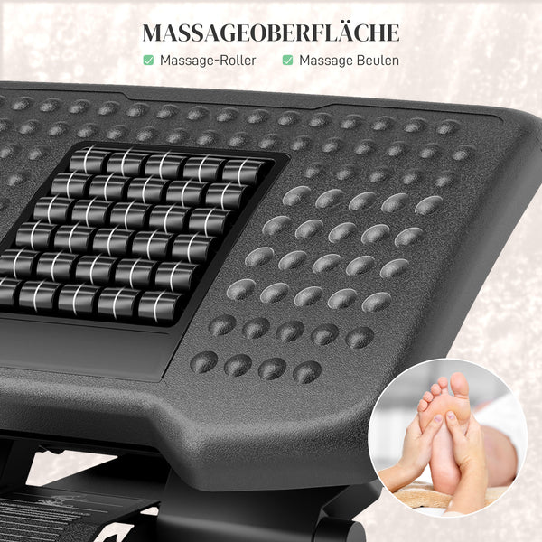 Height-adjustable ergonomic footrest for home office, black