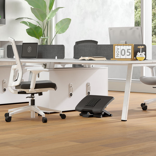Height-adjustable ergonomic footrest for home office, black