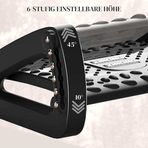 Fussstütze höhenverstellbar Massageoberfläche Homeoffice Schwarz