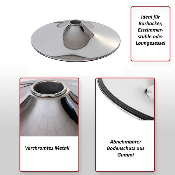 Fussteller Fussplatte Barhocker Barstuhl Drehstuhl Chrom Ø38,5cm
