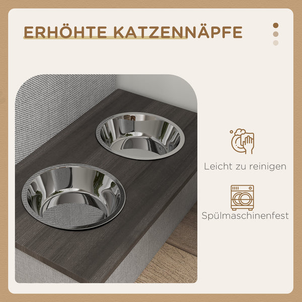Futternapf-Set Edelstahl 2 Näpfe bis 8kg Grau