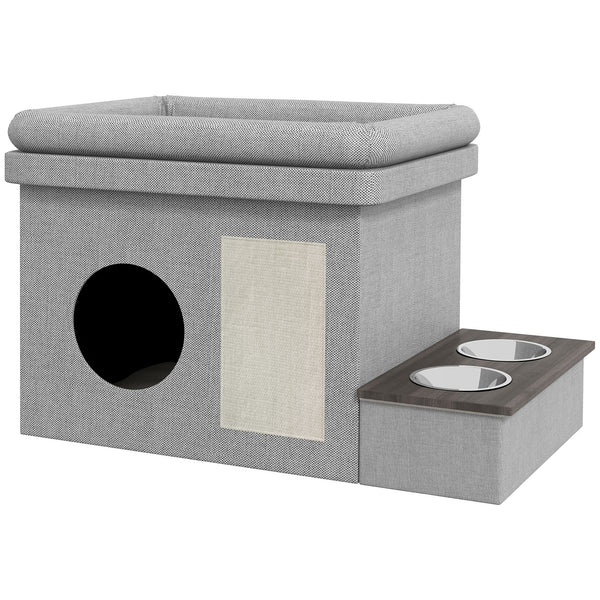 Futternapf-Set Edelstahl 2 Näpfe bis 8kg Grau