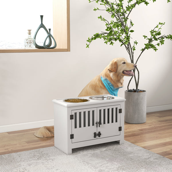 Futterstation 2L Schale Edelstahl für grosse Hunde Weiss