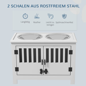 Futterstation 2L Schale Edelstahl für grosse Hunde Weiss