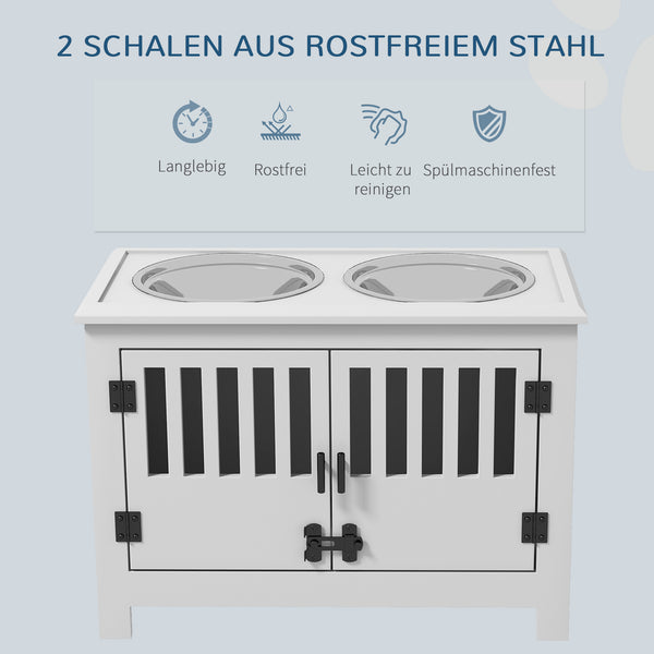 Futterstation 2L Schale Edelstahl für grosse Hunde Weiss