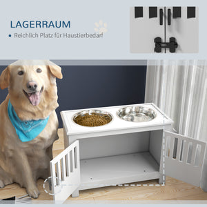 Futterstation 2L Schale Edelstahl für grosse Hunde Weiss