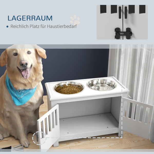 Futterstation 2L Schale Edelstahl für grosse Hunde Weiss