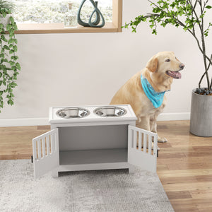 Futterstation 2L Schale Edelstahl für grosse Hunde Weiss