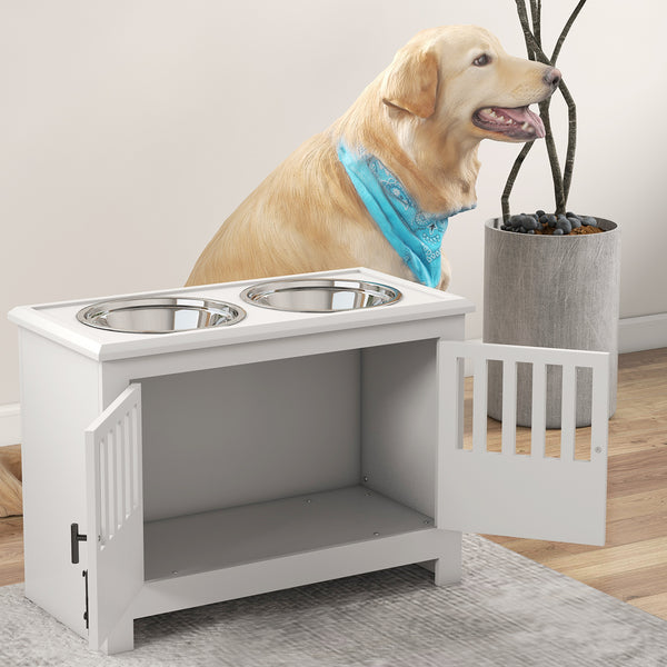 Futterstation 2L Schale Edelstahl für grosse Hunde Weiss