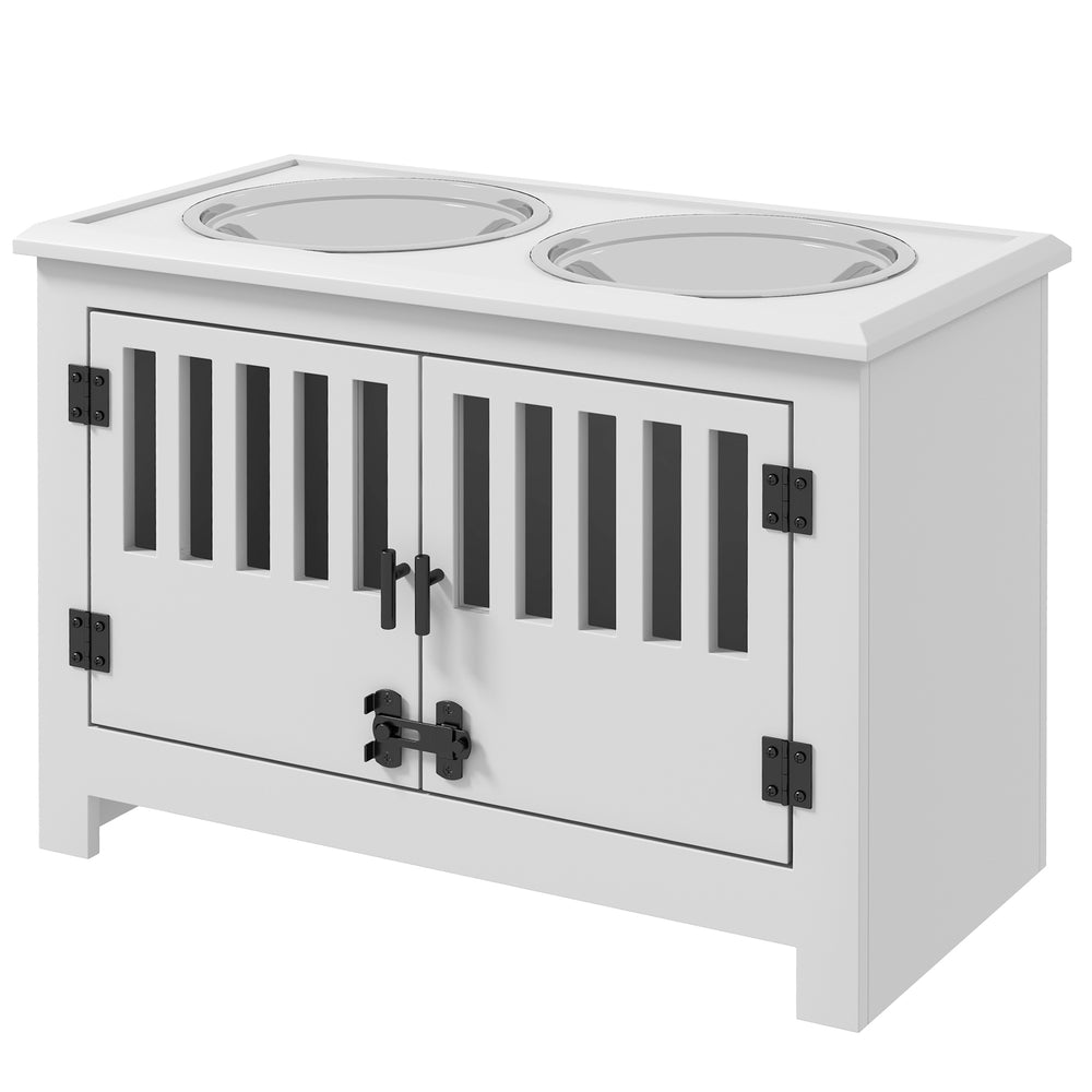 Feeding station 2L bowl stainless steel for large dogs white