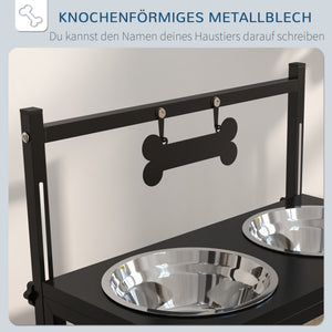 Futterstation erhöht für Hunde Edelstahl schwarz silber