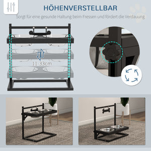 Futterstation erhöht für Hunde Edelstahl schwarz silber