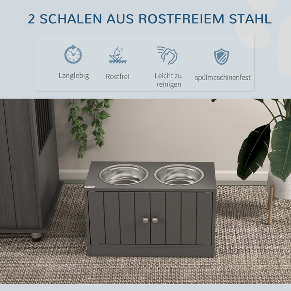 Futterstation erhöht mit Stauraum für grosse Hunde