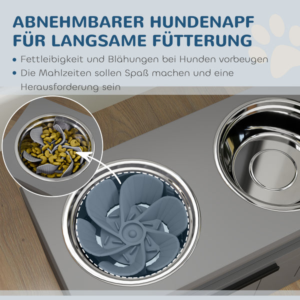 Futterstation für grosse Hunde mit Schublade und 2 Edelstahlnäpfen