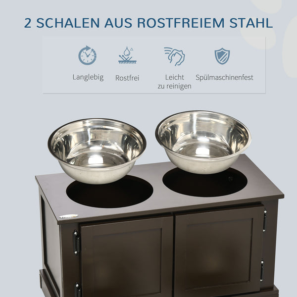 Futterstation erhöht mit Stauraum für Hunde und Katzen