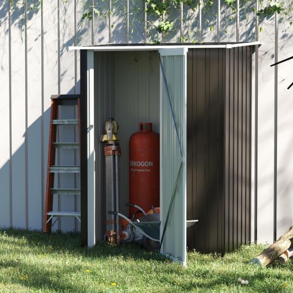 Gerätehaus Gartenhaus Geräteschuppen mit Tür Outdoor Stahl Dunkelgrau