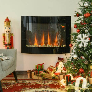 Elektrokamin Wandkamin 1800 Watt LED Fernbedienung Schwarz