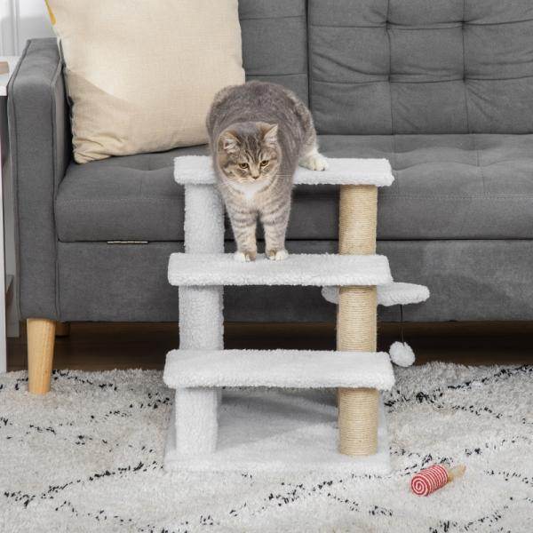 Haustiertreppe Ball 3-stufige Katzentreppe Hundetreppe Tiertreppe Weiss