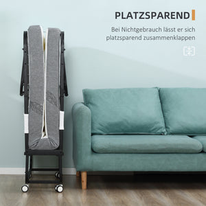 Gästebett Klappbett mit Rollen Weiss chwarz 200x75x425cm