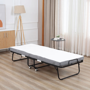 Gästebett Klappbett mit Rollen Weiss chwarz 200x75x425cm