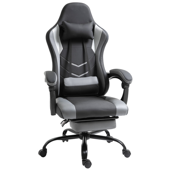Gaming Sessel ergonomisch mit Kopfstütze & Fussstützen Schwarz